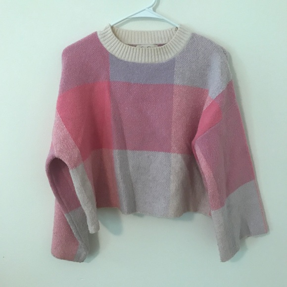 Jessica Simpson Pink and Purple Crop Crew Neck Sweater Size XS - Picture 1 of 5